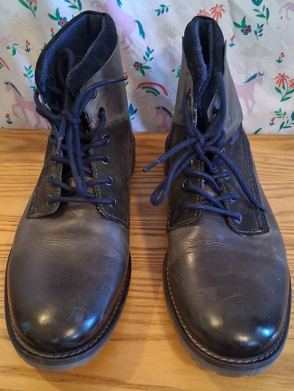 NWOT Bed Stu Dreck Navy Blue Leather & Suede Chukka Casual Work Boot SZ 10.5